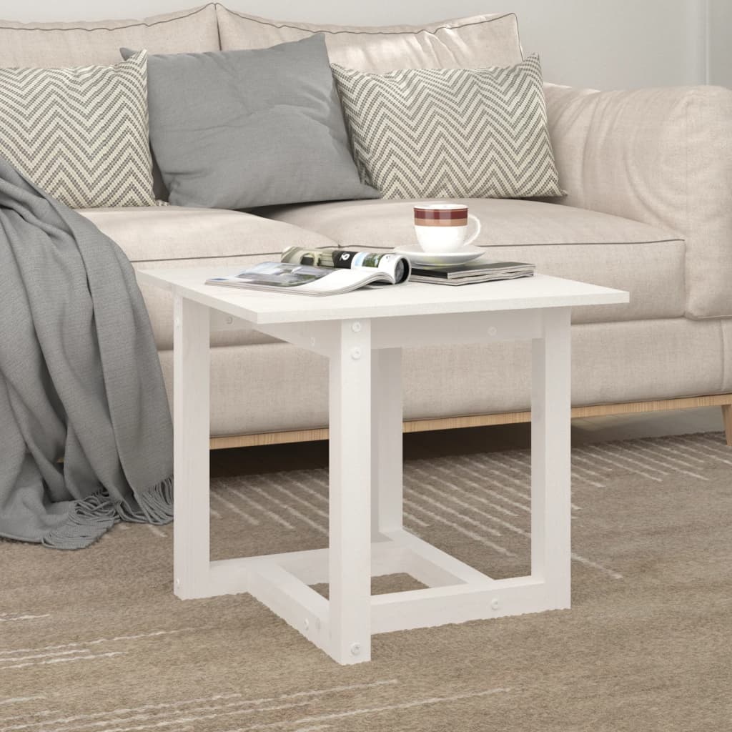 Coffee Table White 50x50x45 cm Solid Pine