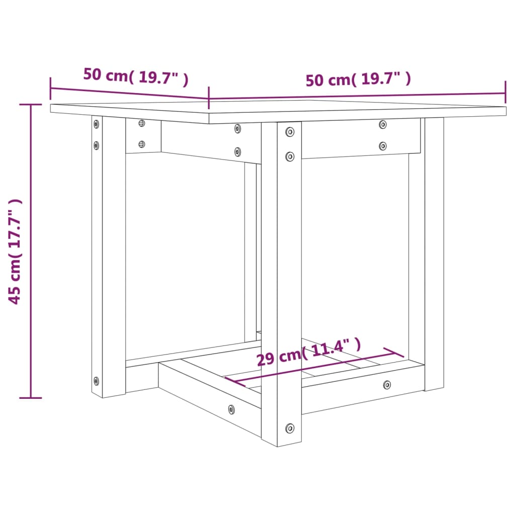 Coffee Table White 50x50x45 cm Solid Pine