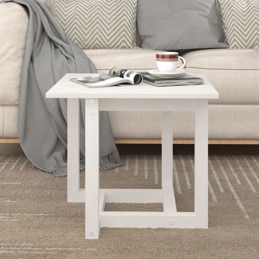 Coffee Table White 50x50x45 cm Solid Pine