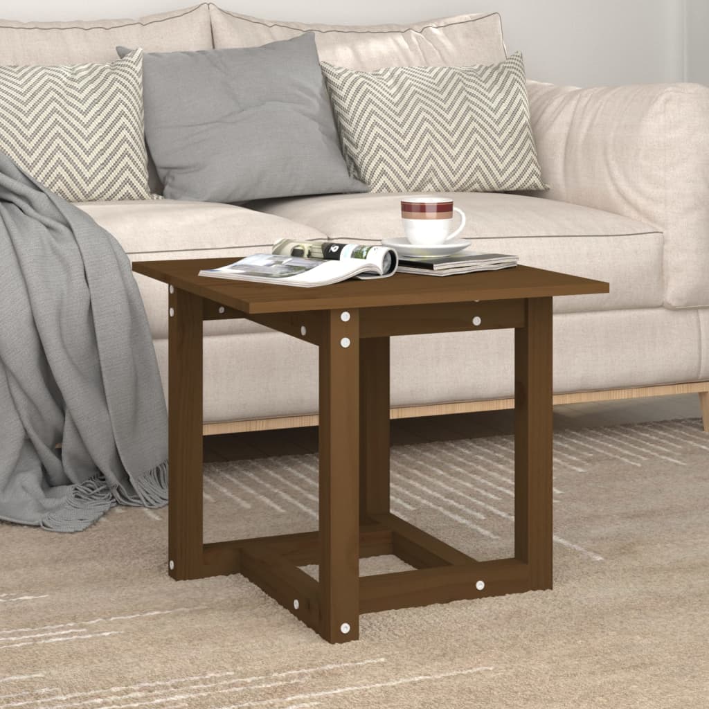 Table basse marron miel 50x50x45 cm en bois de pin massif