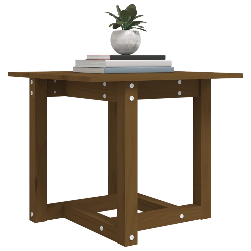 Table basse marron miel 50x50x45 cm en bois de pin massif