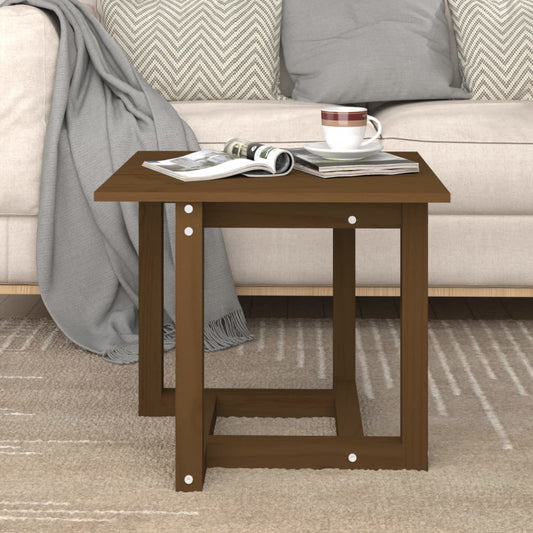 Table basse marron miel 50x50x45 cm en bois de pin massif