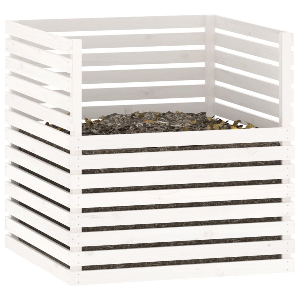 Composteur blanc 100x100x102 cm en pin massif