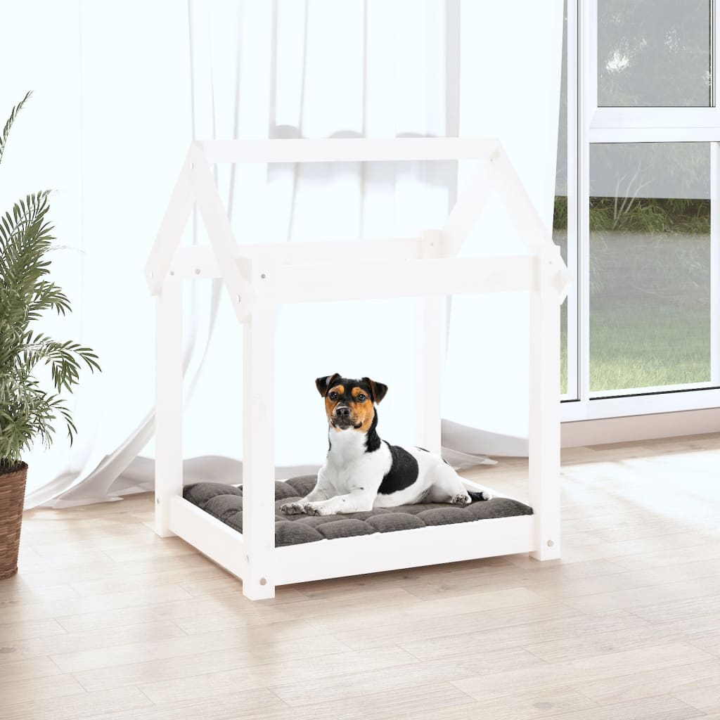 Lit pour chien blanc 61x50x70 cm en bois de pin massif