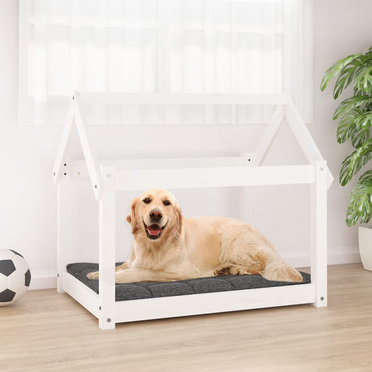 Dog bed white 81x60x70 cm solid pine wood
