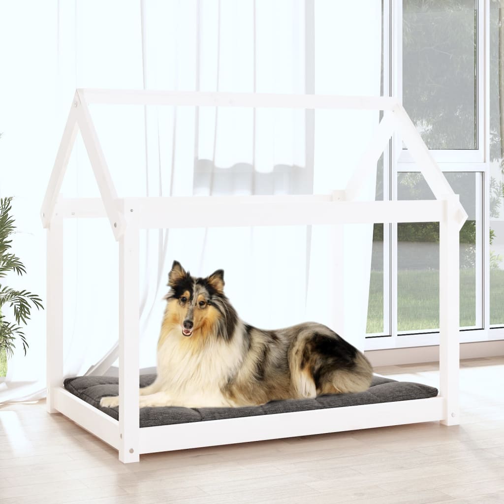 Lit pour chien blanc 101x70x90 cm bois de pin massif