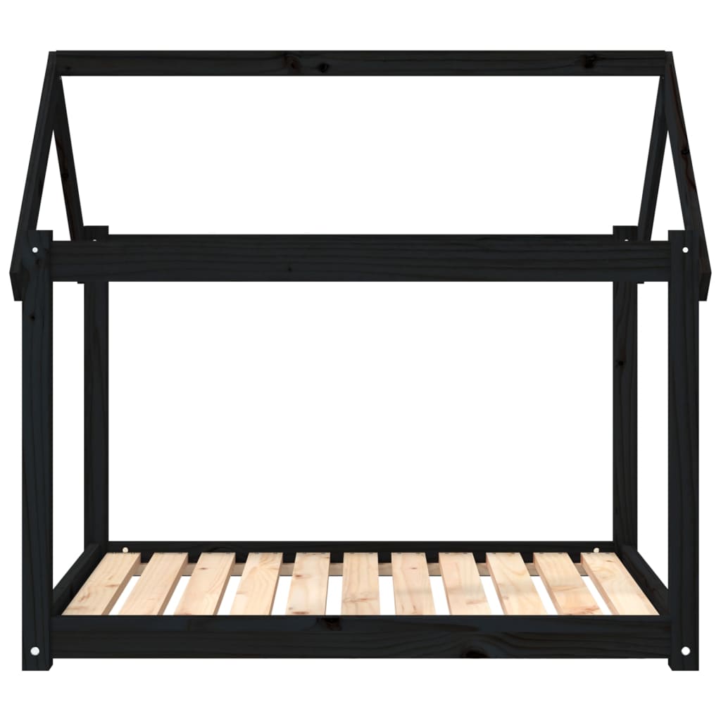 Lit pour chien noir 101x70x90 cm bois de pin massif