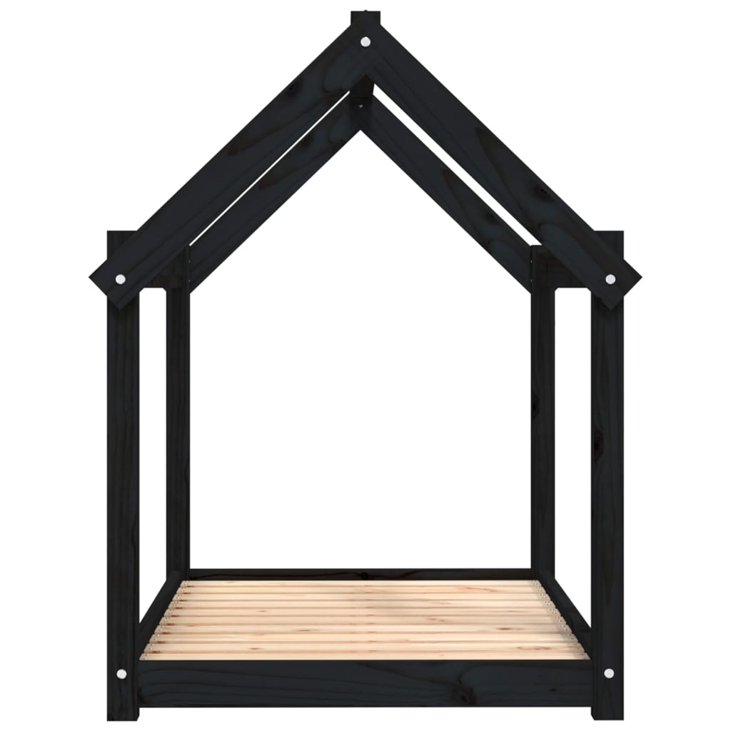 Lit pour chien noir 101x70x90 cm bois de pin massif