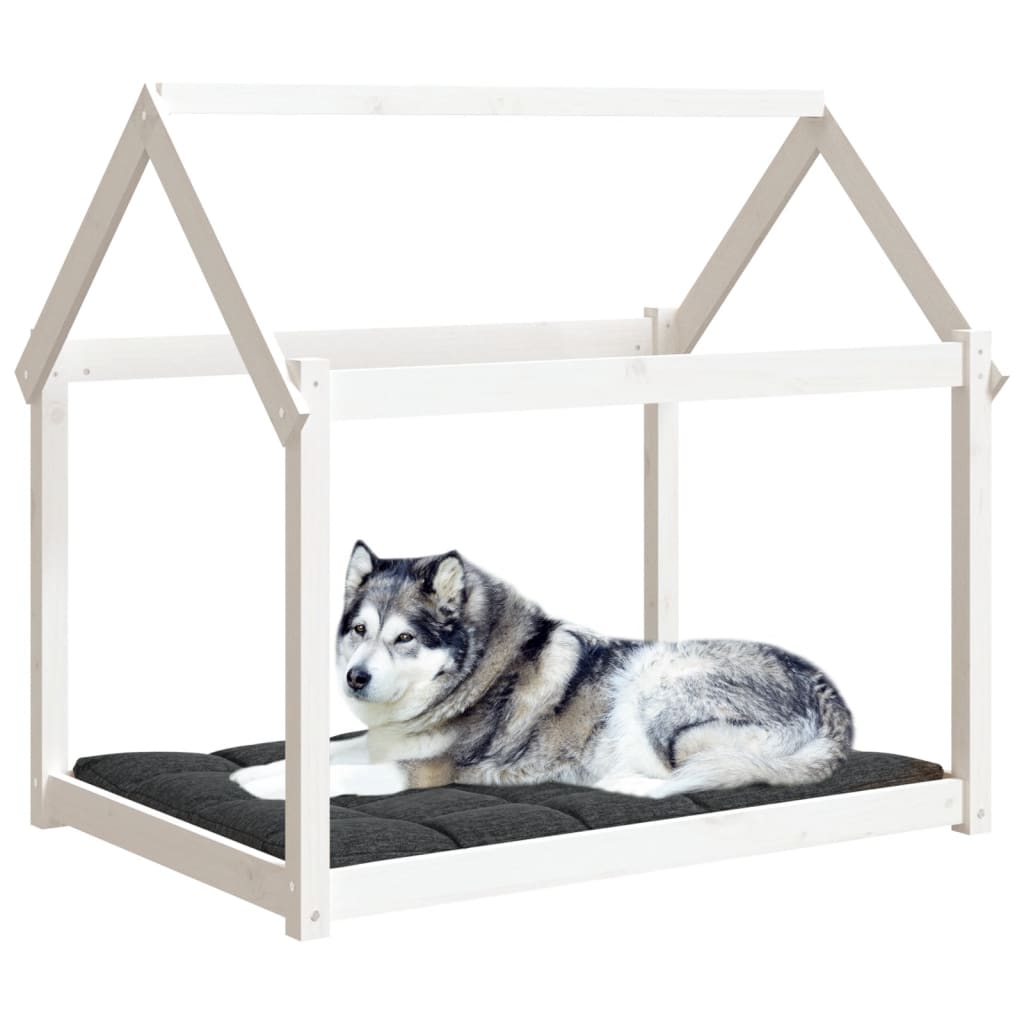 Lit pour chien blanc 111x80x100 cm en bois de pin massif