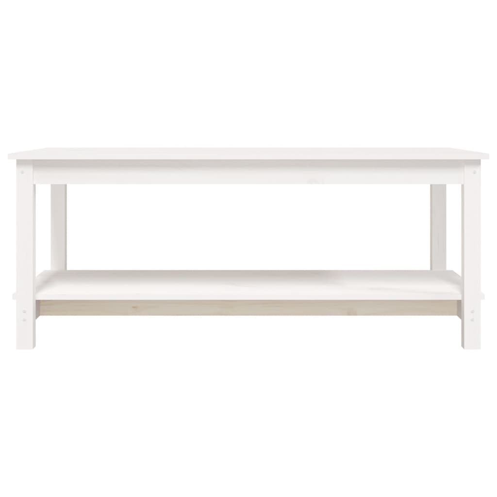 Table basse blanche 110x55x45 cm en bois de pin massif