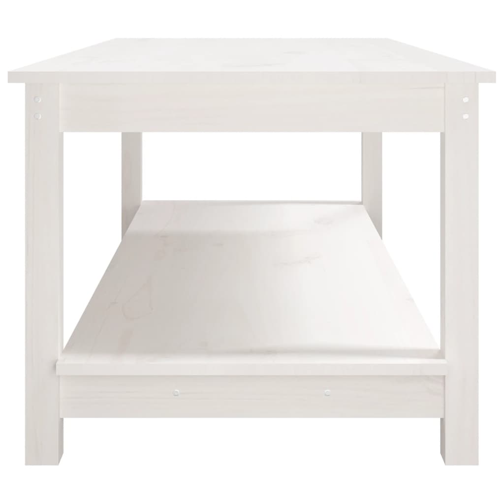 Table basse blanche 110x55x45 cm en bois de pin massif