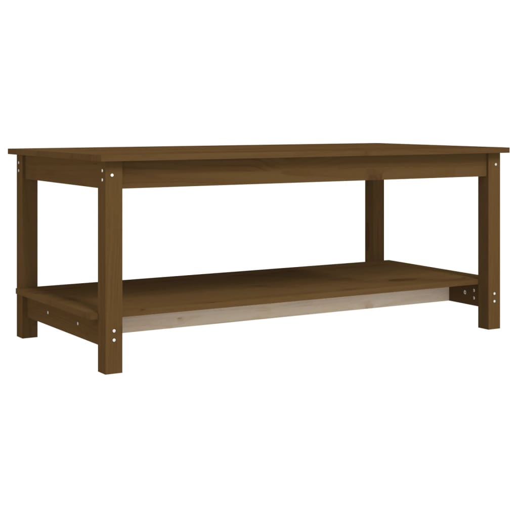 Table basse marron miel 110x55x45 cm en bois de pin massif