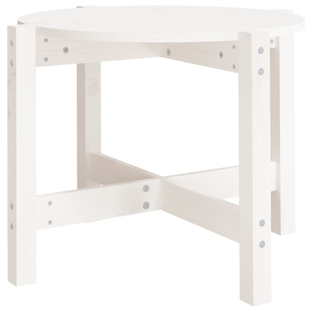 Coffee table white Ø 62.5x45 cm solid pine
