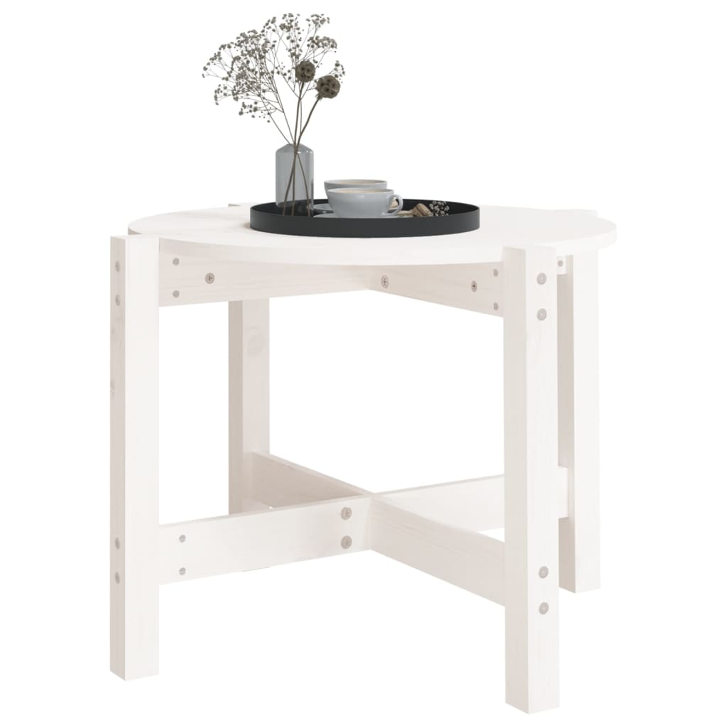 Coffee table white Ø 62.5x45 cm solid pine