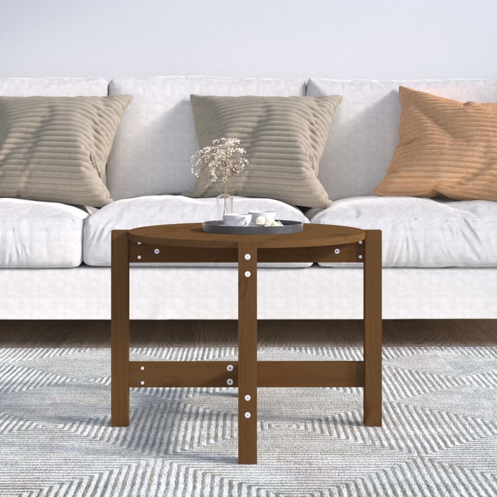 Table basse marron miel Ø 62,5x45 cm en bois de pin massif