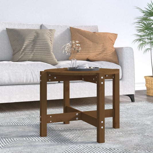 Table basse marron miel Ø 62,5x45 cm en bois de pin massif
