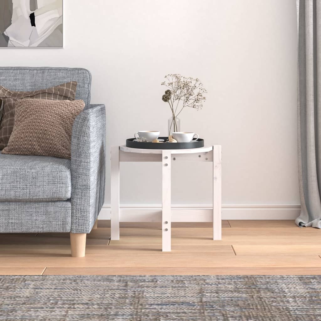 Coffee Table White Ø 52.5x45 cm Solid Pine