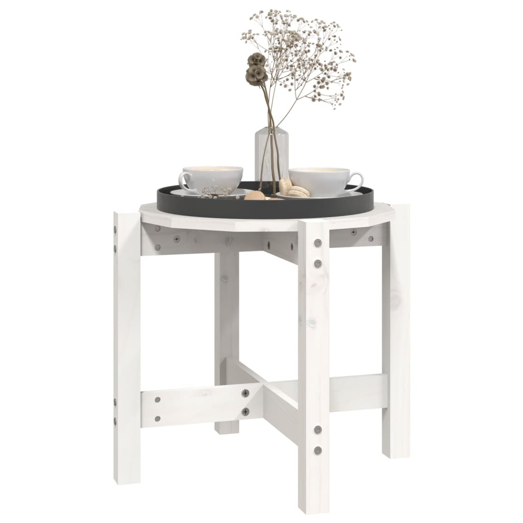 Coffee Table White Ø 52.5x45 cm Solid Pine