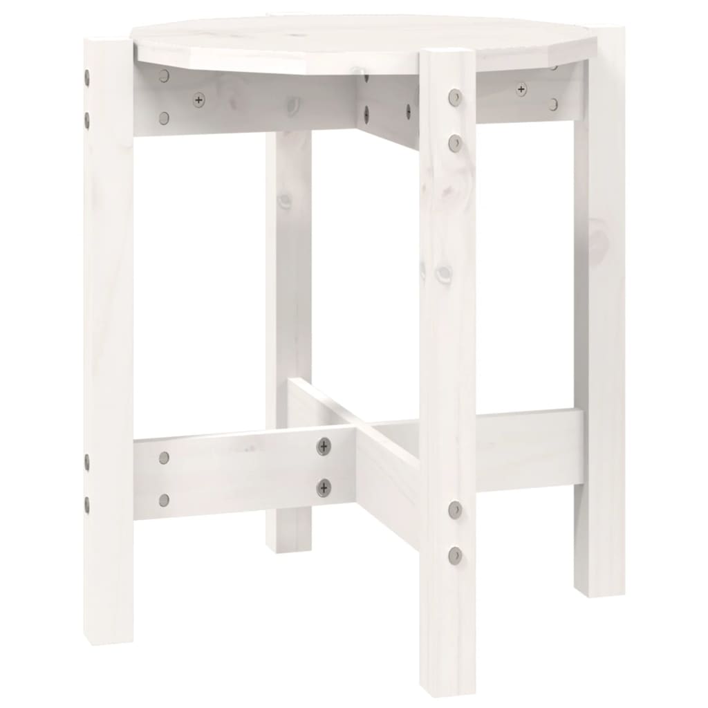 Table basse blanche Ø 42,5x45 cm en bois de pin massif