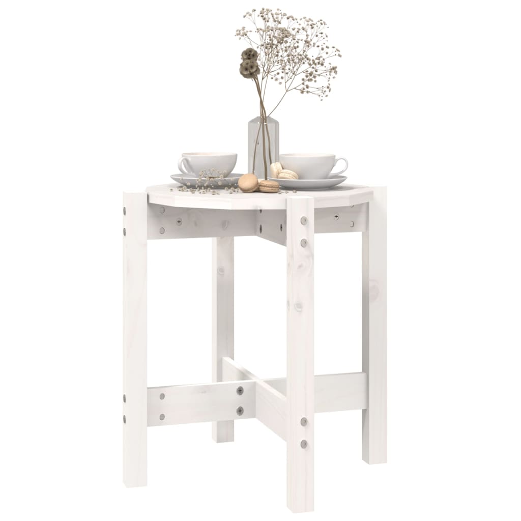 Table basse blanche Ø 42,5x45 cm en bois de pin massif