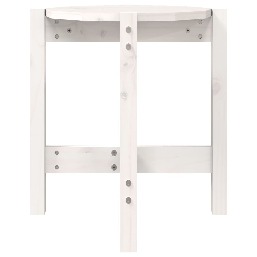 Table basse blanche Ø 42,5x45 cm en bois de pin massif