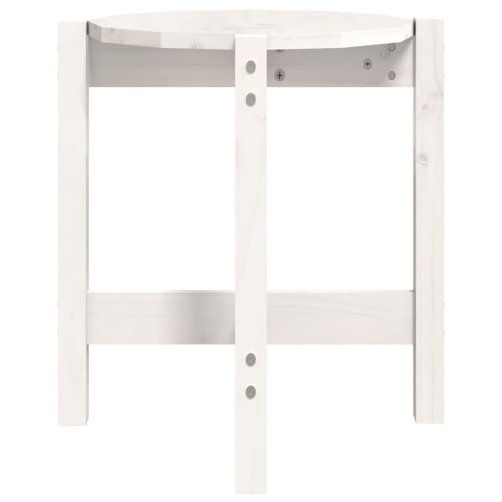 Table basse blanche Ø 42,5x45 cm en bois de pin massif