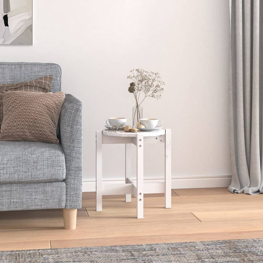 Table basse blanche Ø 42,5x45 cm en bois de pin massif