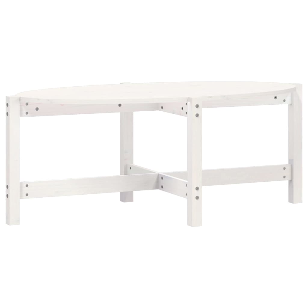 Table basse blanche 118x63x45 cm en bois de pin massif