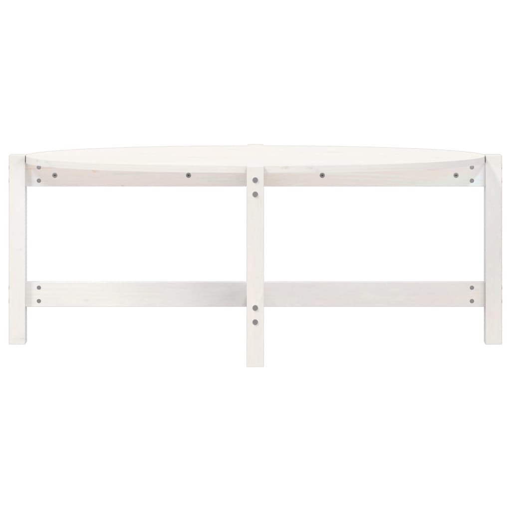 Table basse blanche 118x63x45 cm en bois de pin massif