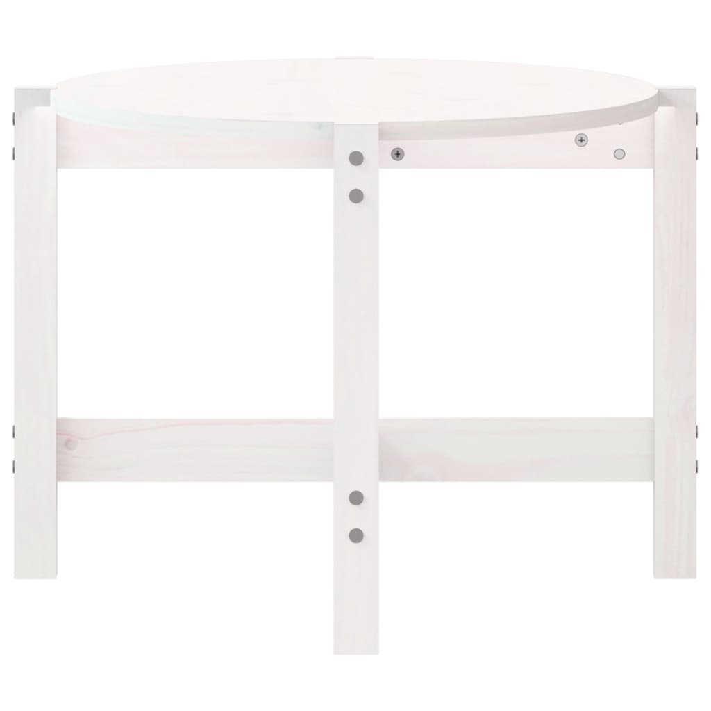 Table basse blanche 118x63x45 cm en bois de pin massif