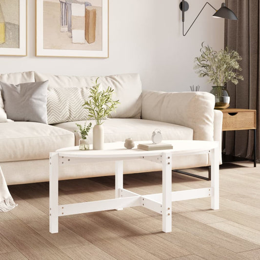 Table basse blanche 118x63x45 cm en bois de pin massif