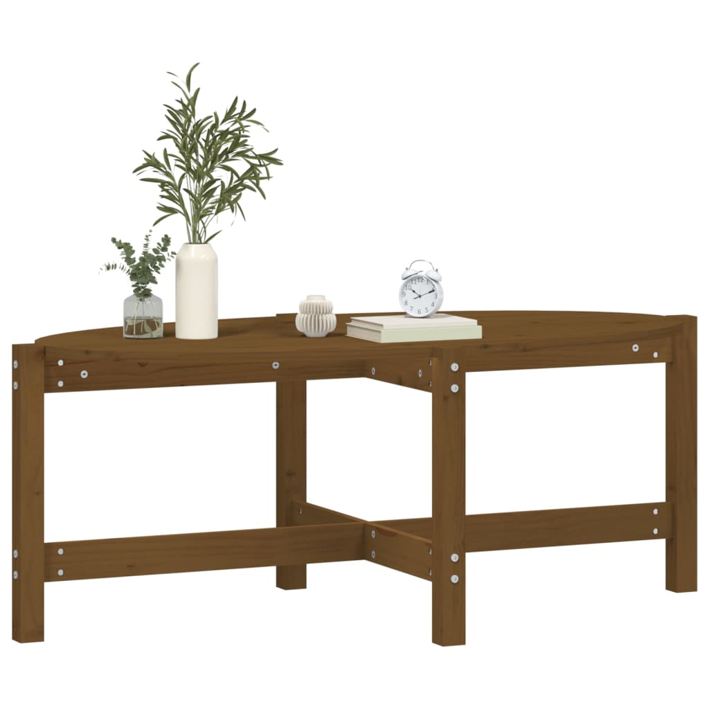 Table basse marron miel 118x63x45 cm en bois de pin massif