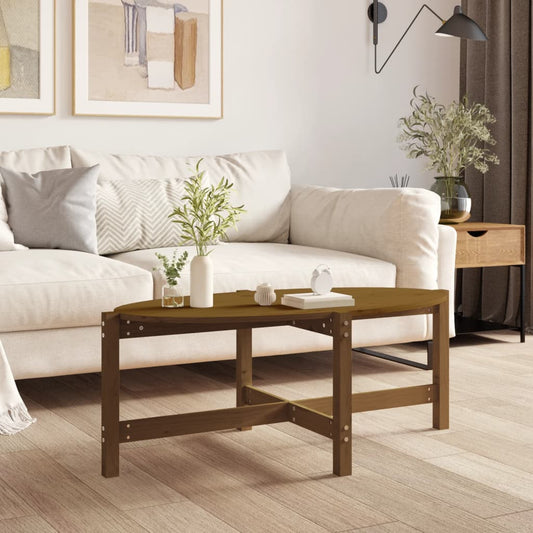 Table basse marron miel 118x63x45 cm en bois de pin massif
