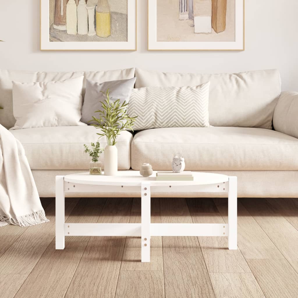 Coffee Table White 87x48x35 cm Solid Pine