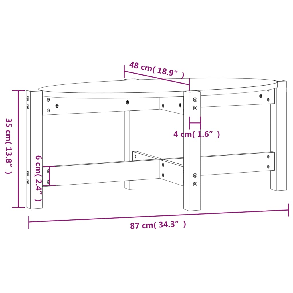 Coffee Table White 87x48x35 cm Solid Pine