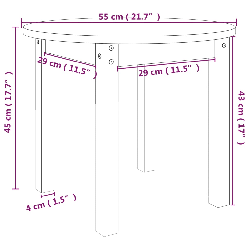 Table basse Ø 55x45 cm en pin massif