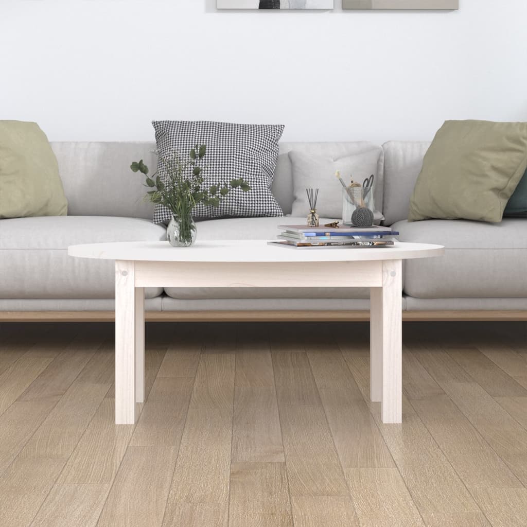 Coffee Table White 80x40x35 cm Solid Pine