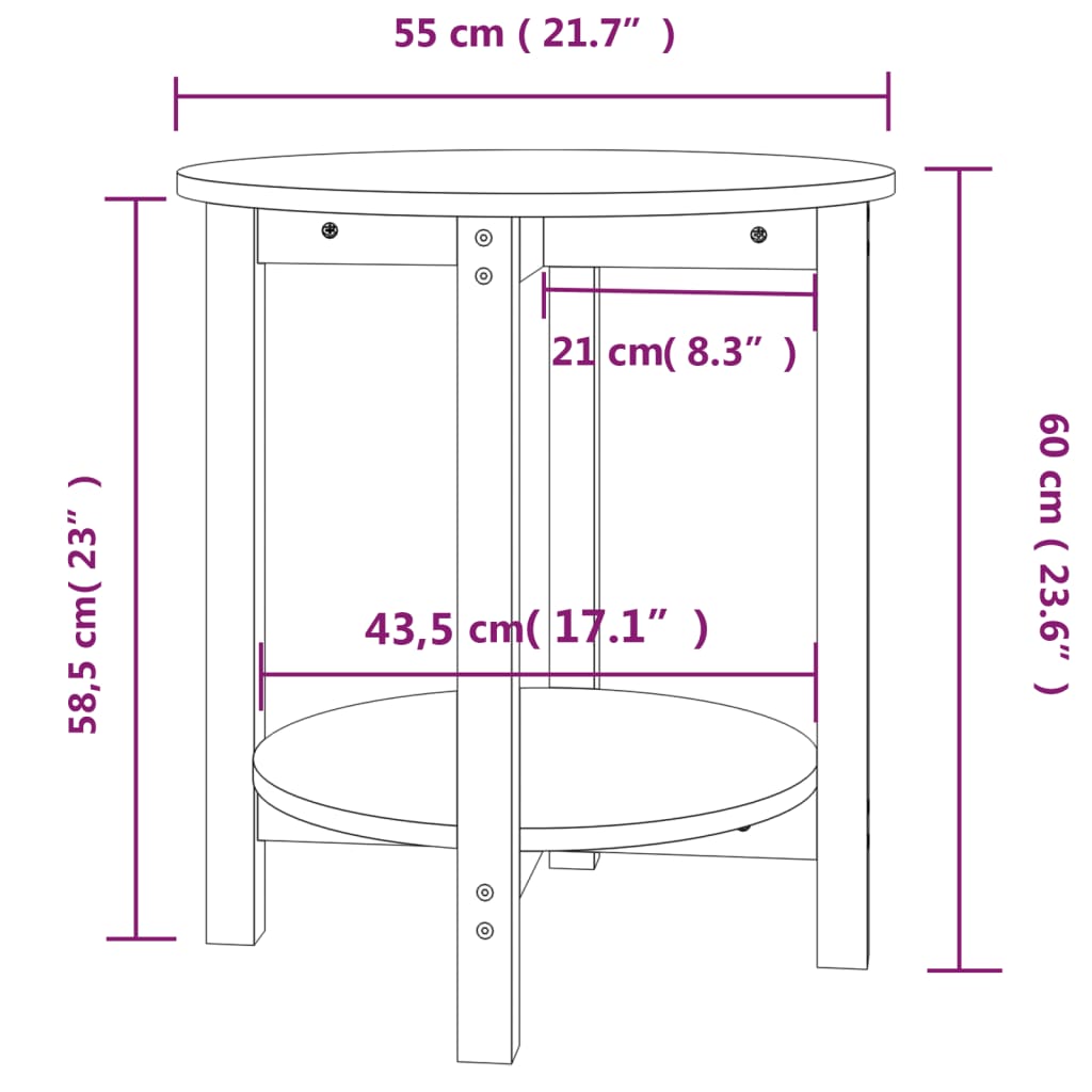 Table basse Ø 55x60 cm en pin massif