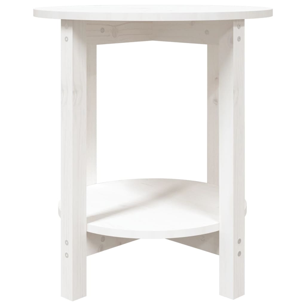 Couchtisch Weiß Ø 55x60 cm Massivholz Kiefer