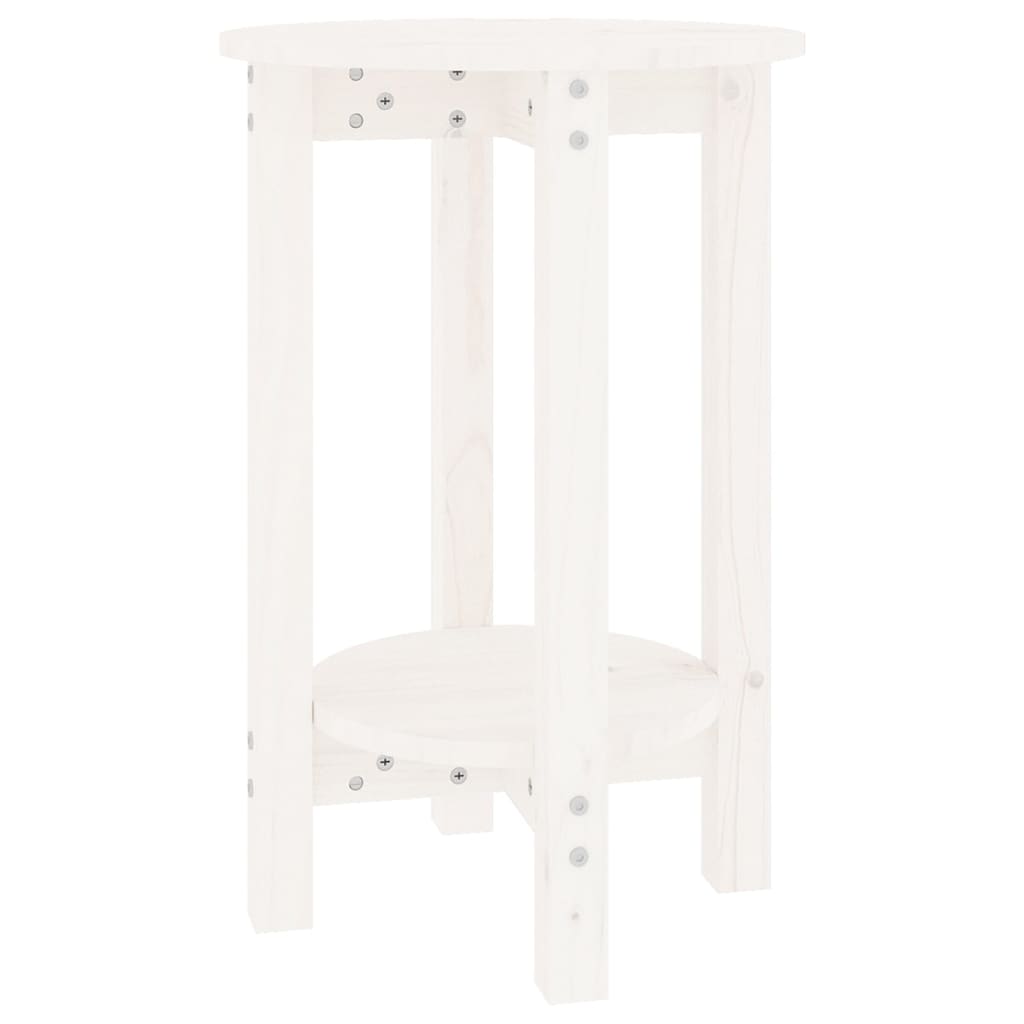 Table basse blanche Ø 40x60 cm en bois de pin massif
