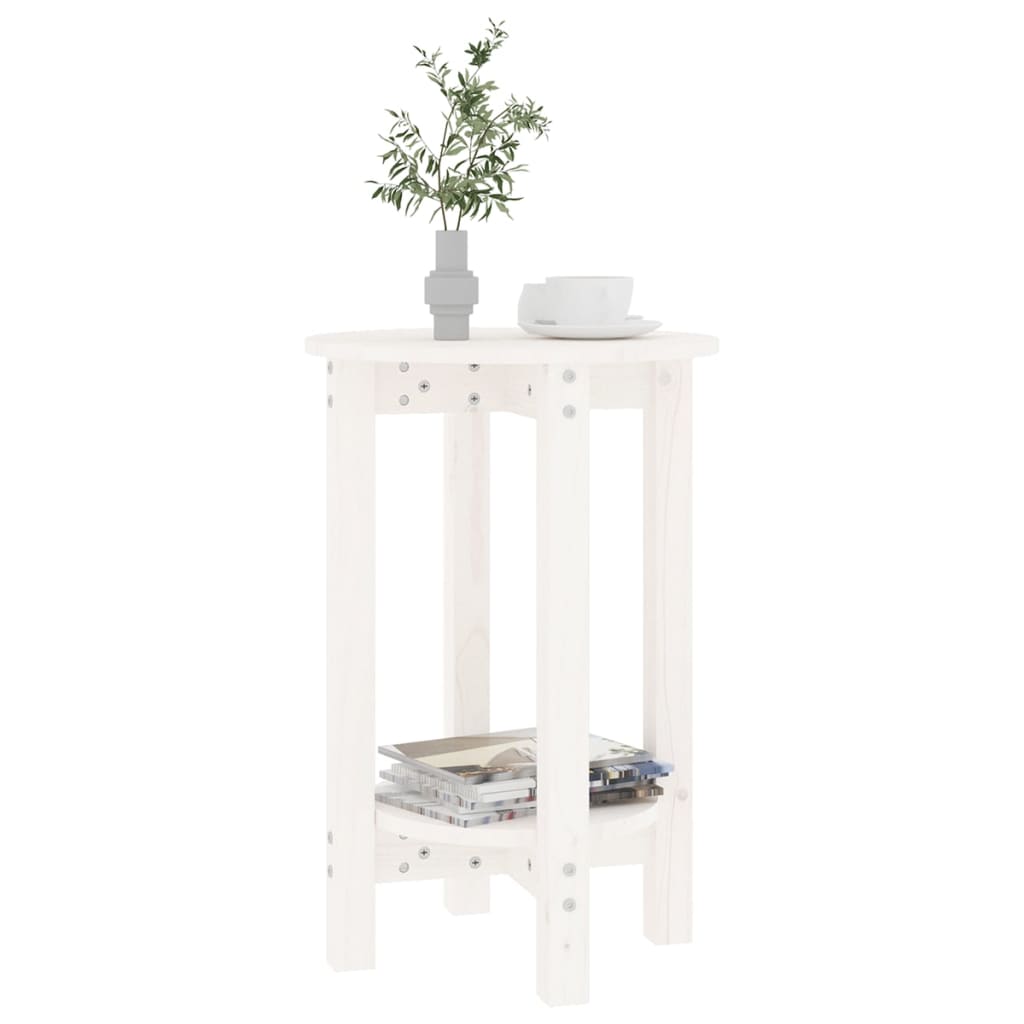 Table basse blanche Ø 40x60 cm en bois de pin massif