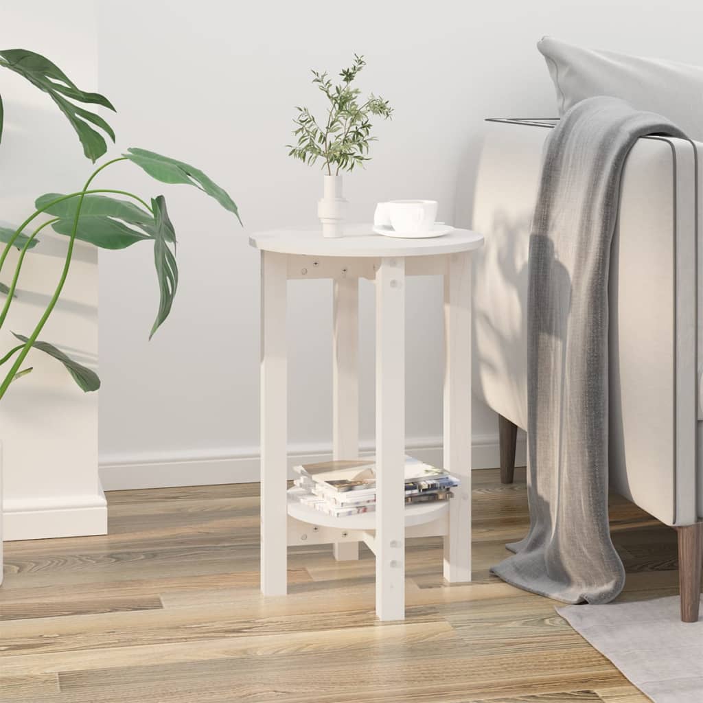Table basse blanche Ø 40x60 cm en bois de pin massif