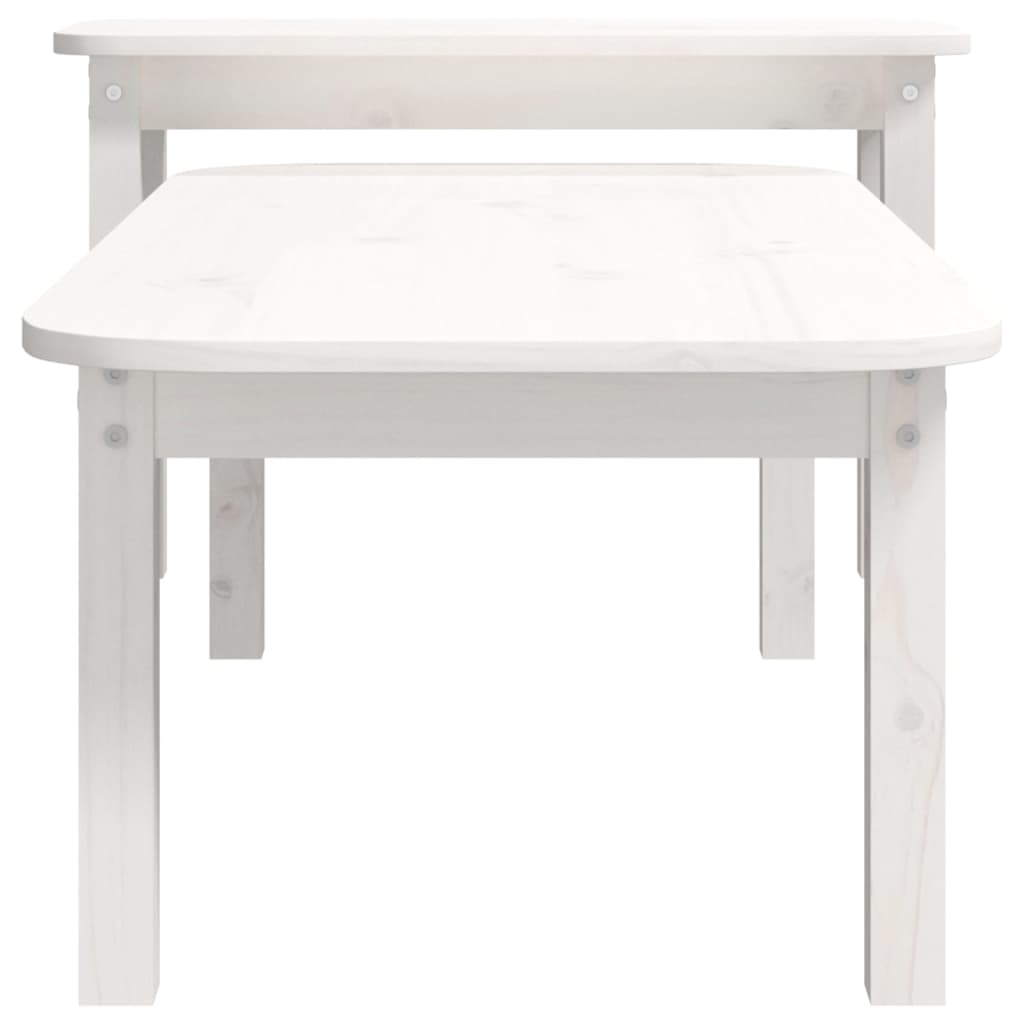 2 pièces. Ensemble table basse en bois de pin massif blanc