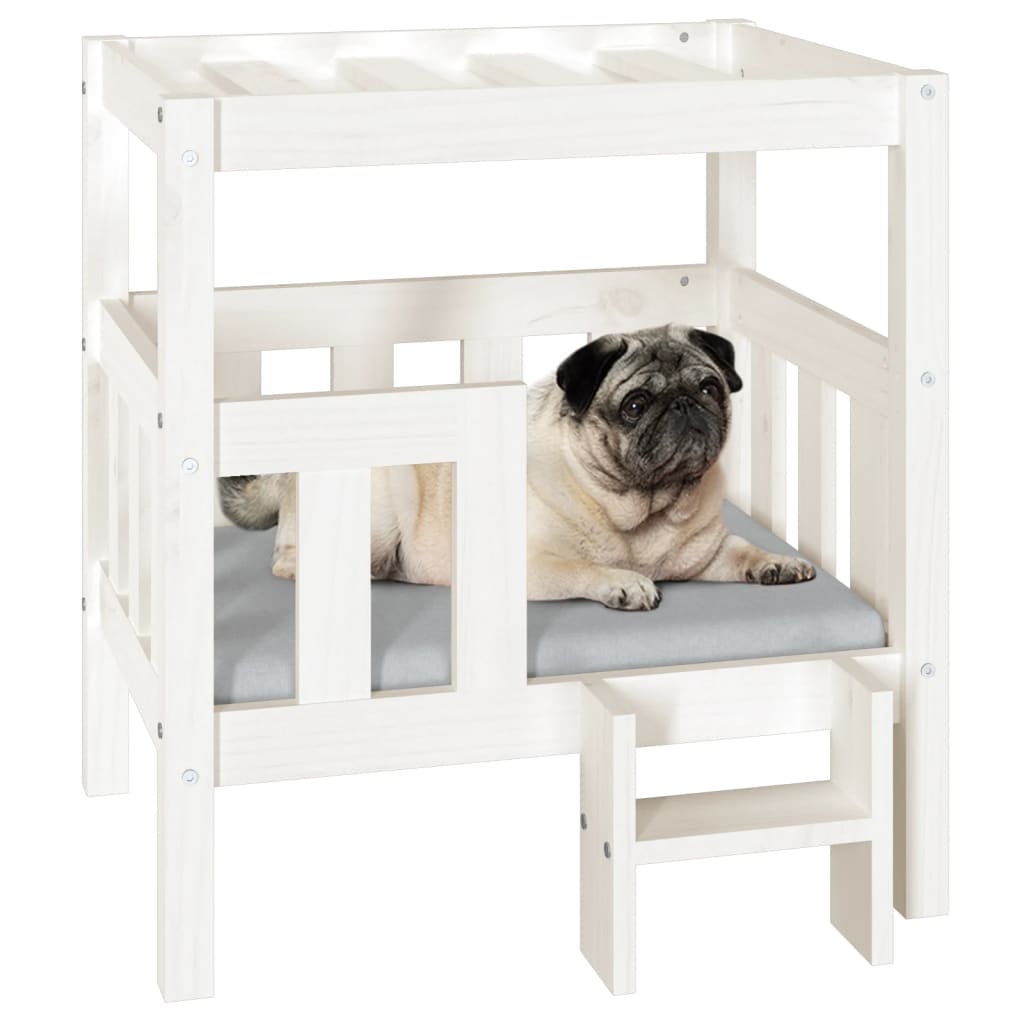 vidaXL Lit pour chien Blanc 65,5x43x70 cm Bois de pin massif