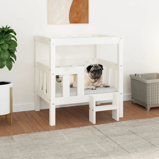 vidaXL Lit pour chien Blanc 65,5x43x70 cm Bois de pin massif