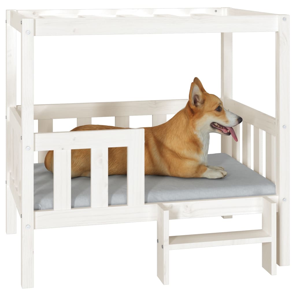 vidaXL Lit pour chien Blanc 95,5x73,5x90 cm Bois de pin massif