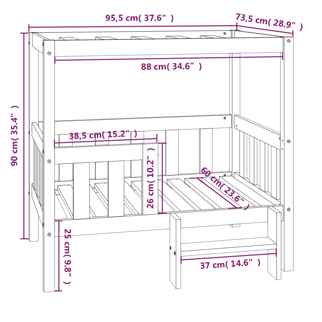 vidaXL Lit pour chien Blanc 95,5x73,5x90 cm Bois de pin massif