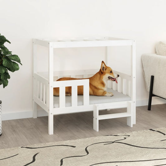 vidaXL Lit pour chien Blanc 95,5x73,5x90 cm Bois de pin massif