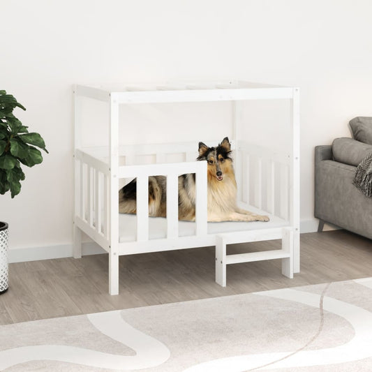 vidaXL Lit pour chien Blanc 105,5x83,5x100 cm Bois de pin massif