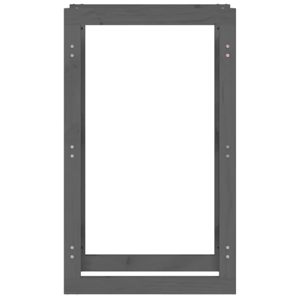 Kaminholzregal Grau 60x25x100 cm Massivholz Kiefer